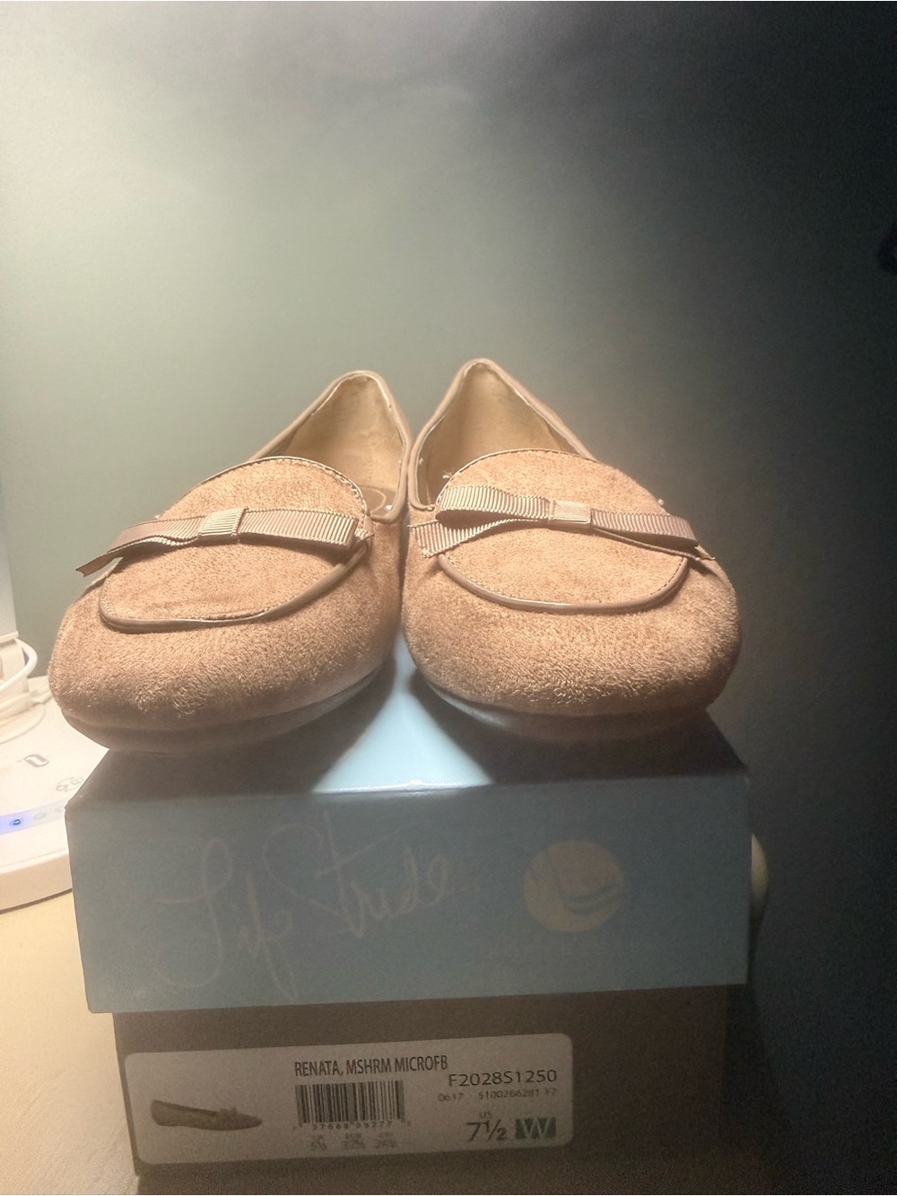 LifeStride Women's Suede Bow Loafers in Light Brown